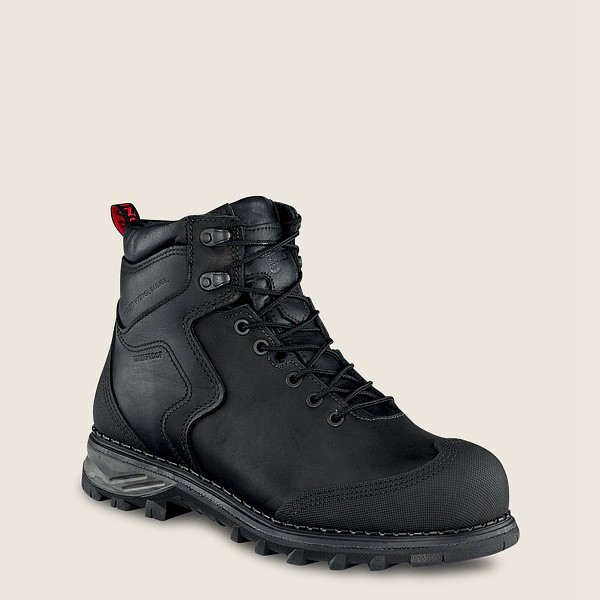 Red Wing Safety Boots Black - Mens Burnside - 6-inch Waterproof Toe - 2463-DFILH